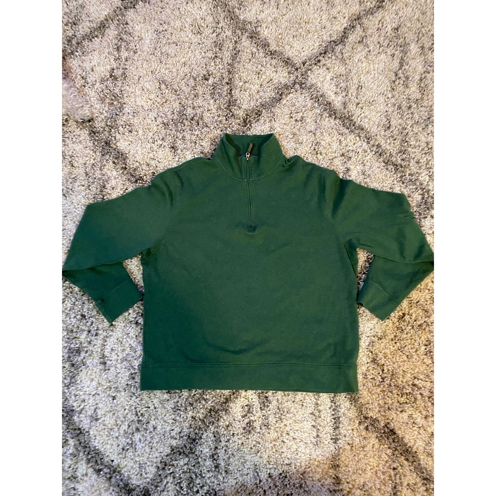 Biltmore Mens XL Quarter Zip Pullover Sweater Forest Green Mock Neck Knit Logo‎